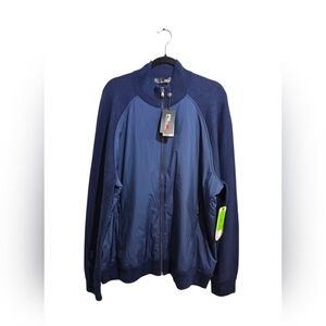 RLX Golf Performance Hybrid Full Zip Wool Polyester Jacket Navy Blue Men Sz 2XL